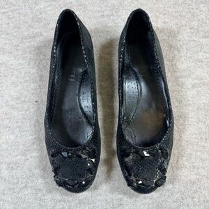 Vaneli Black Textured Flats with Embellishments